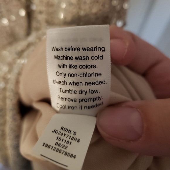 SO Junior's Cold Shoulder Sequin Dress in Champagne - Picture 9 of 10